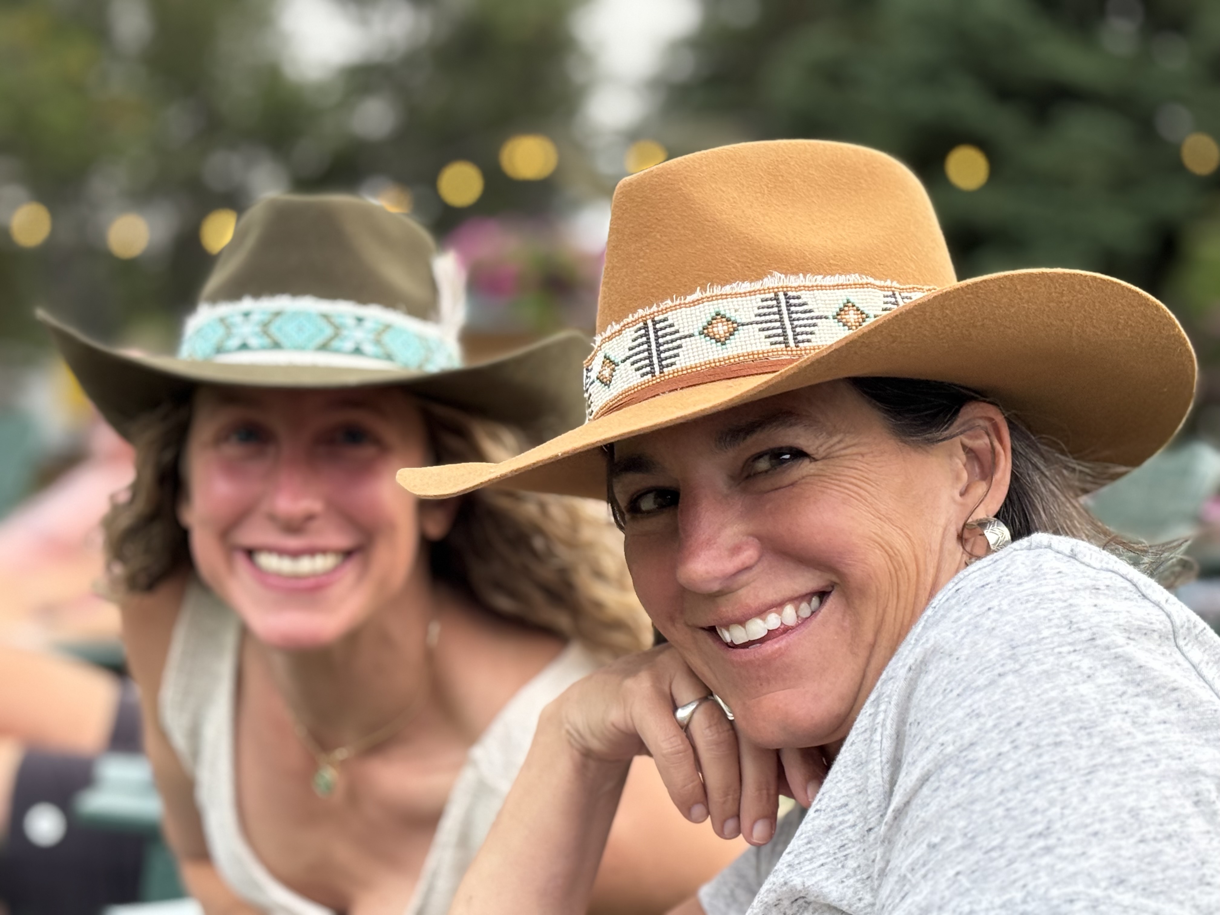 Annette with friends at Hat Shepherd