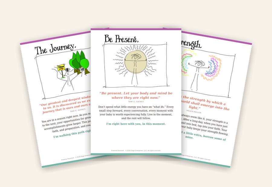 Through the NICU card pack: The Journey · Be Present · Strength