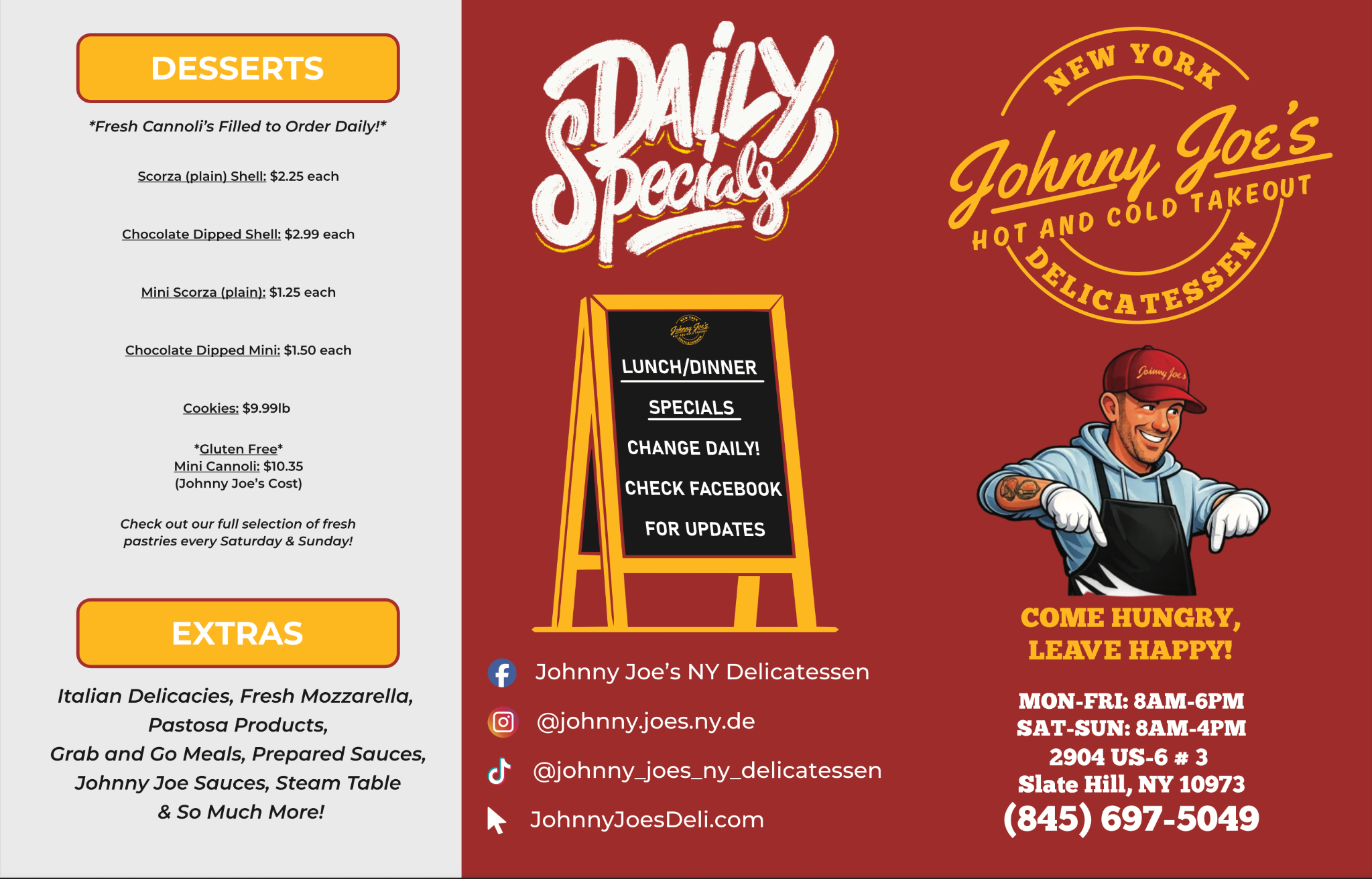 Johnny Joe's catering menu page 1