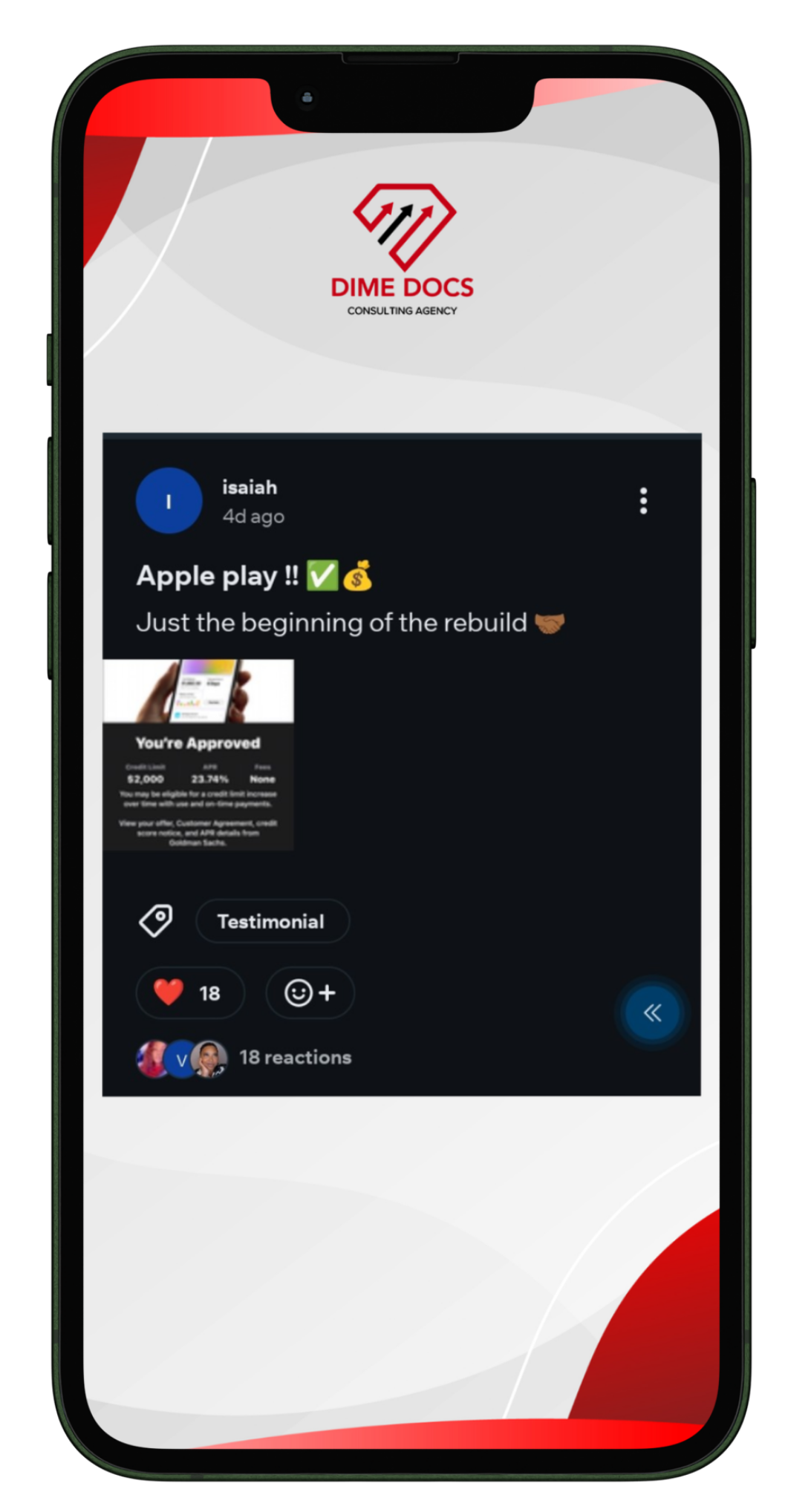 Client message from Isaiah — approved for Apple Pay