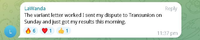 Client message from Lawanda about her credit results