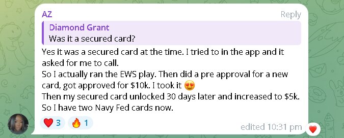 Client message from AZ about a $10K approval and a credit limit increase
