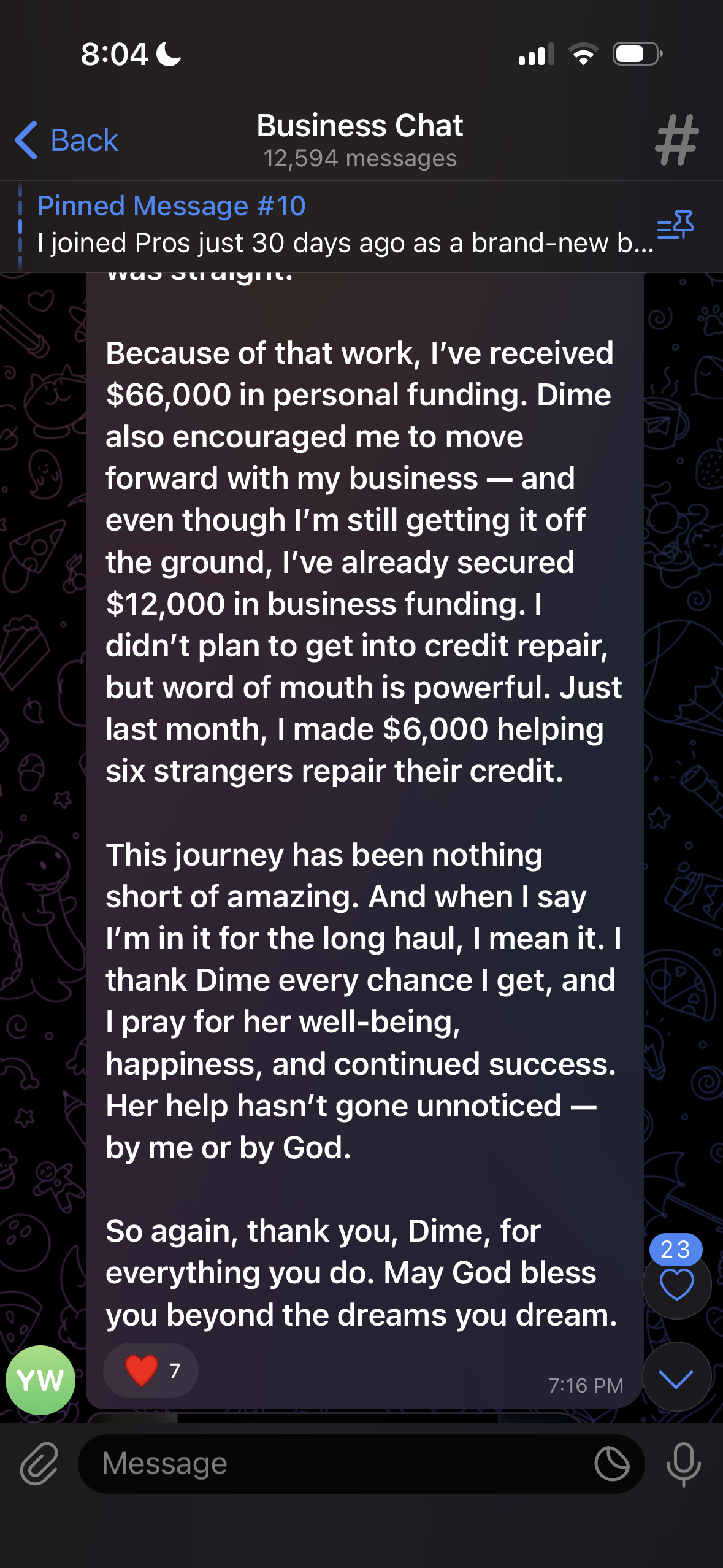 Yas reports making $6,000 helping six people repair their credit in the prior month.