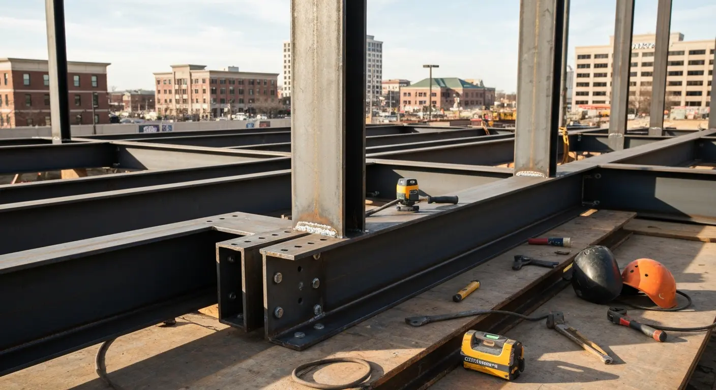 Steel frame erection
