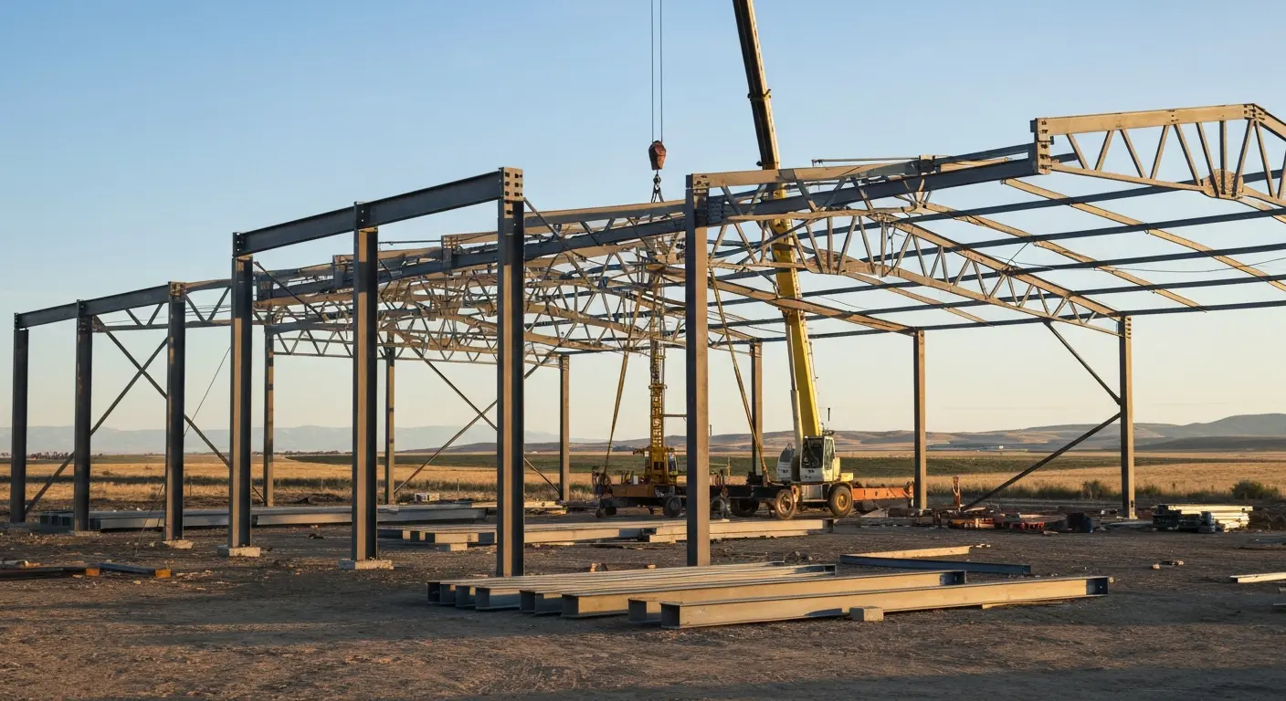 Steel building erection in Cassia County