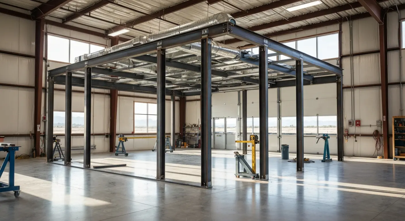 Custom steel frame with integrated systems