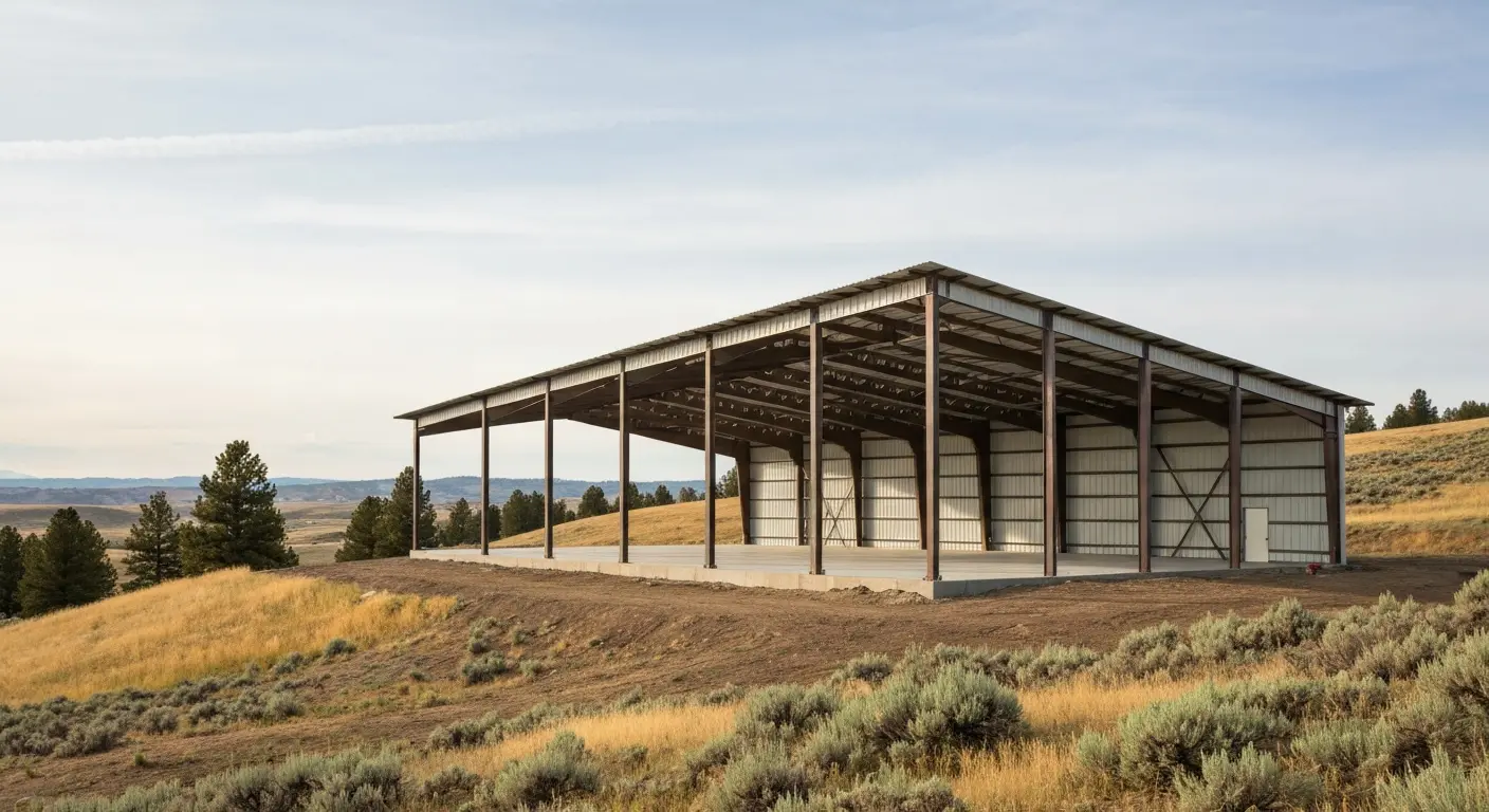 Custom steel building on Eagle foothills property