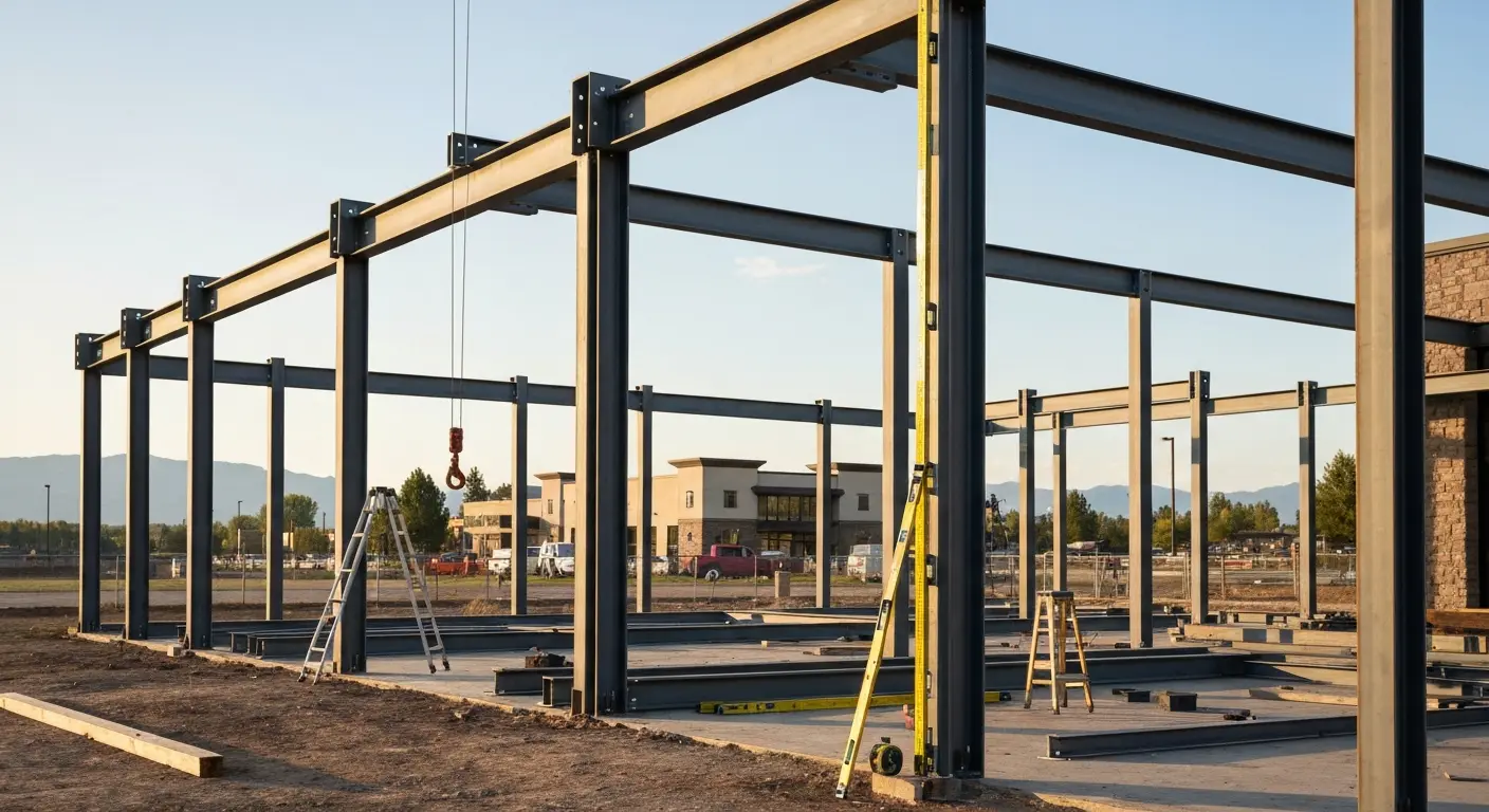 Steel frame erection