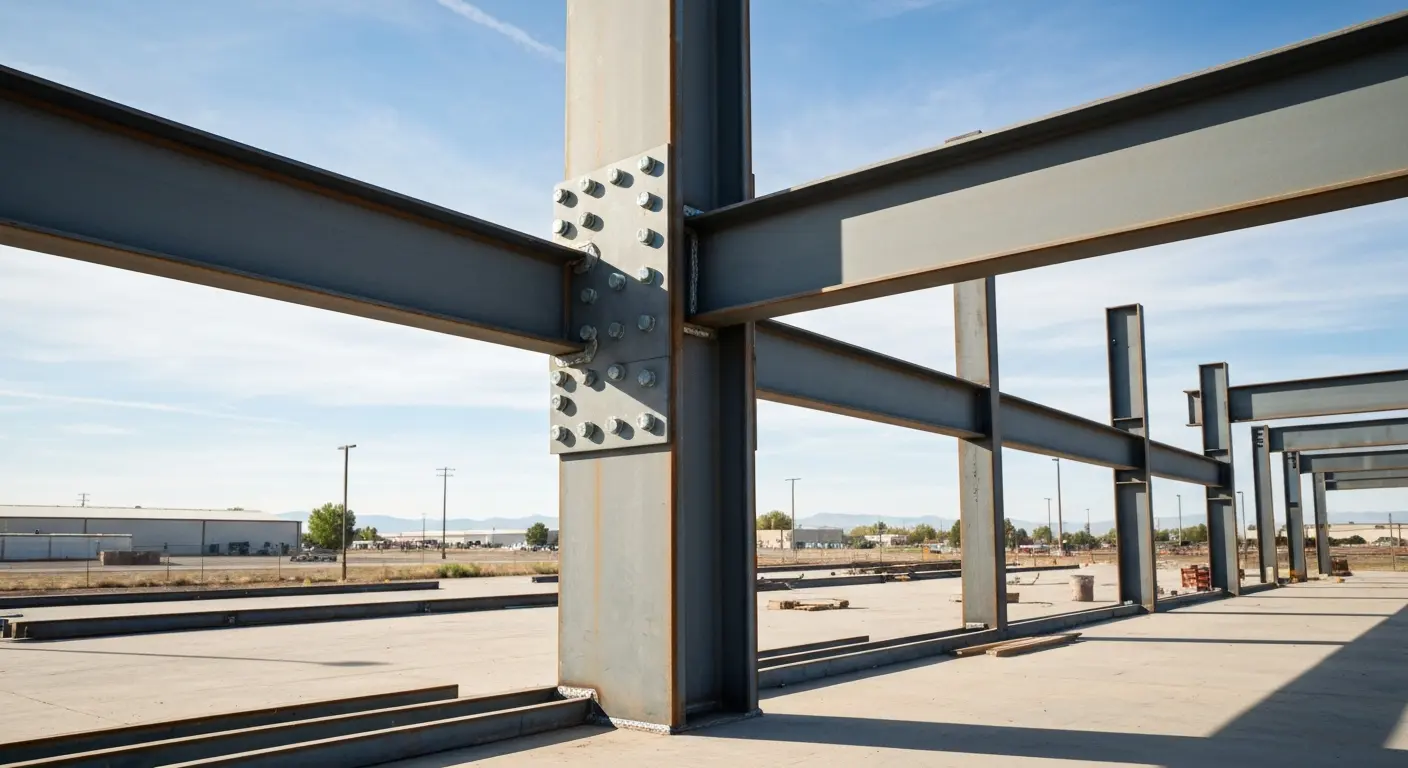 Structural steel column and beam installation