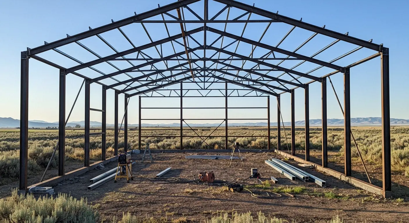Agricultural steel barn frame