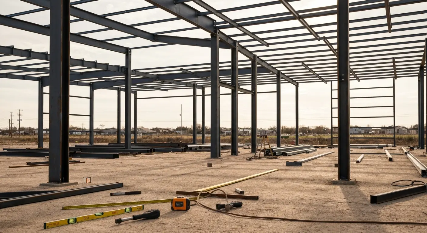 Steel building framework