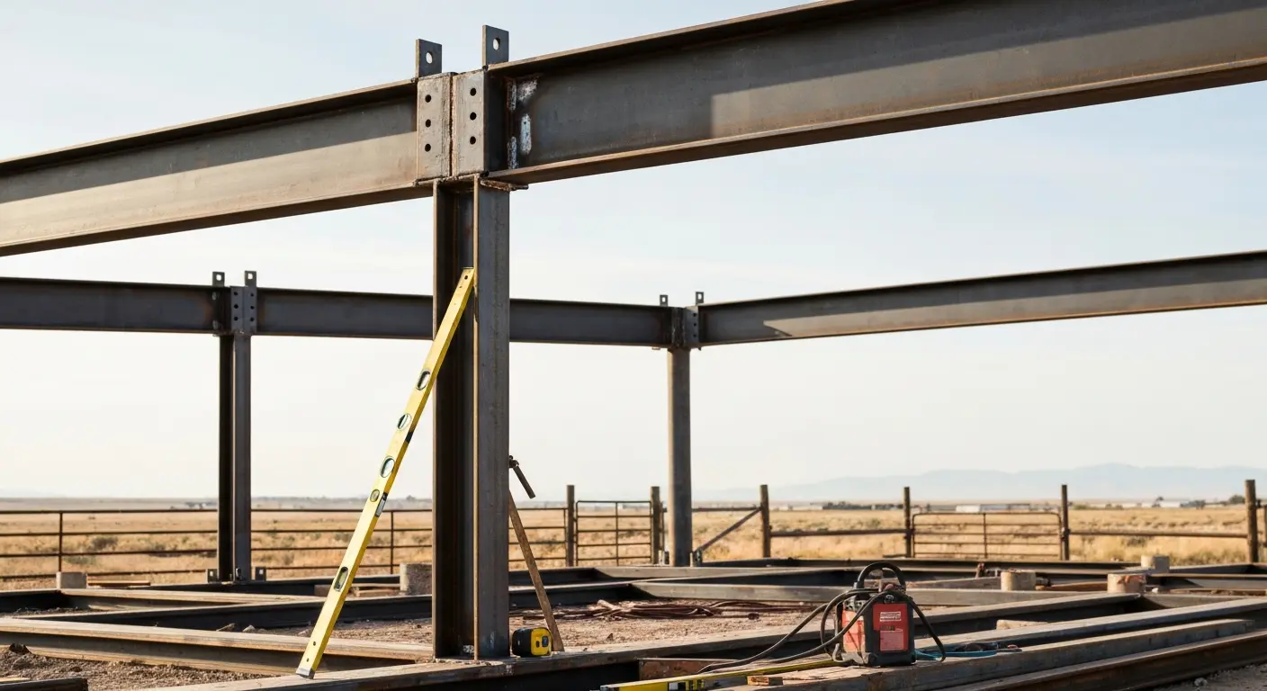 Industrial structural steel installation