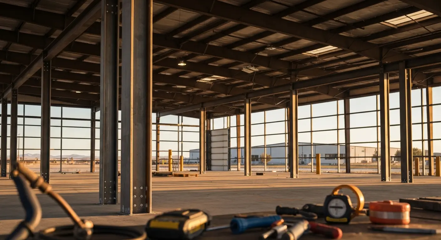 Industrial steel warehouse frame