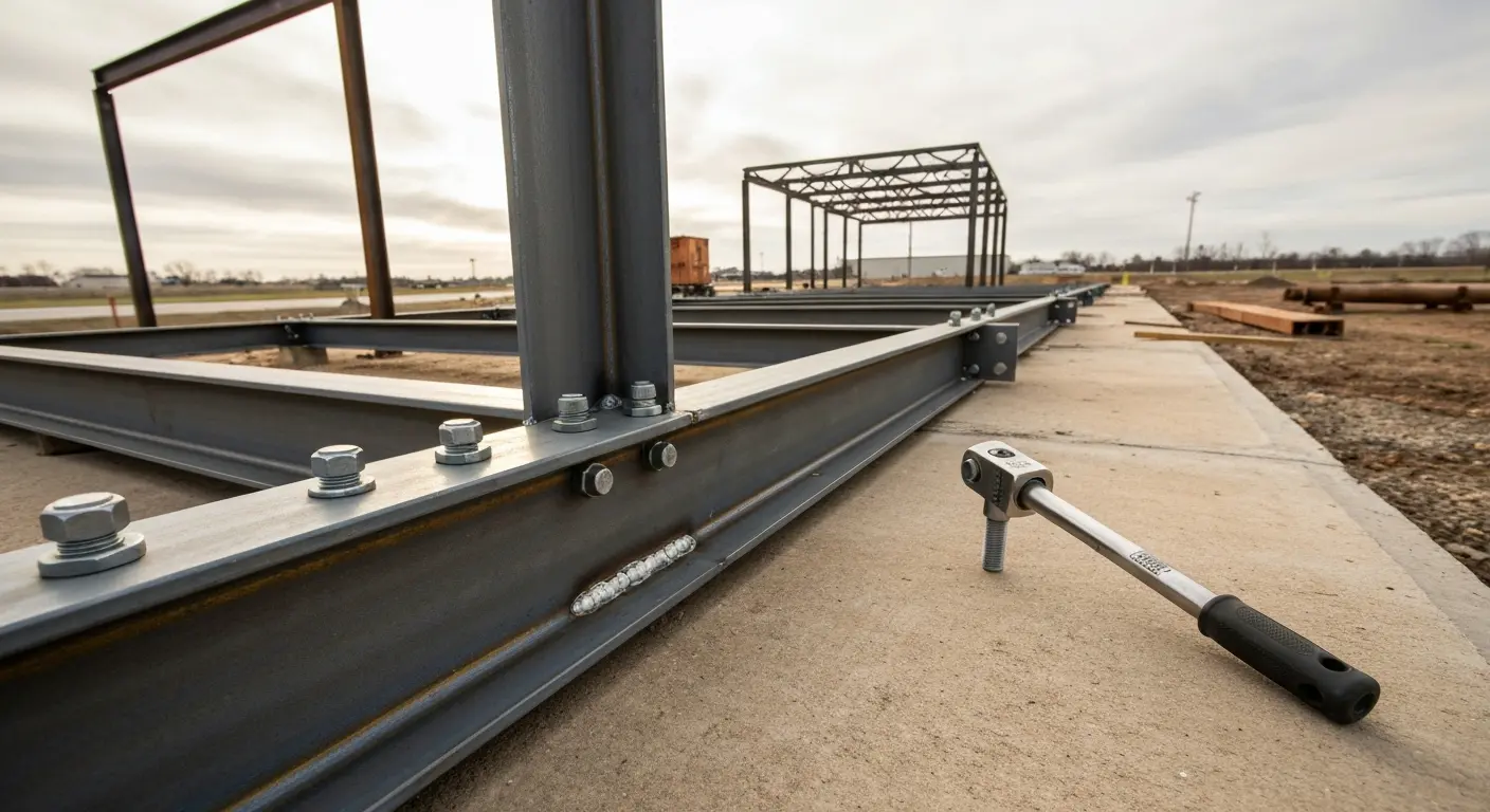 Steel frame bolting work
