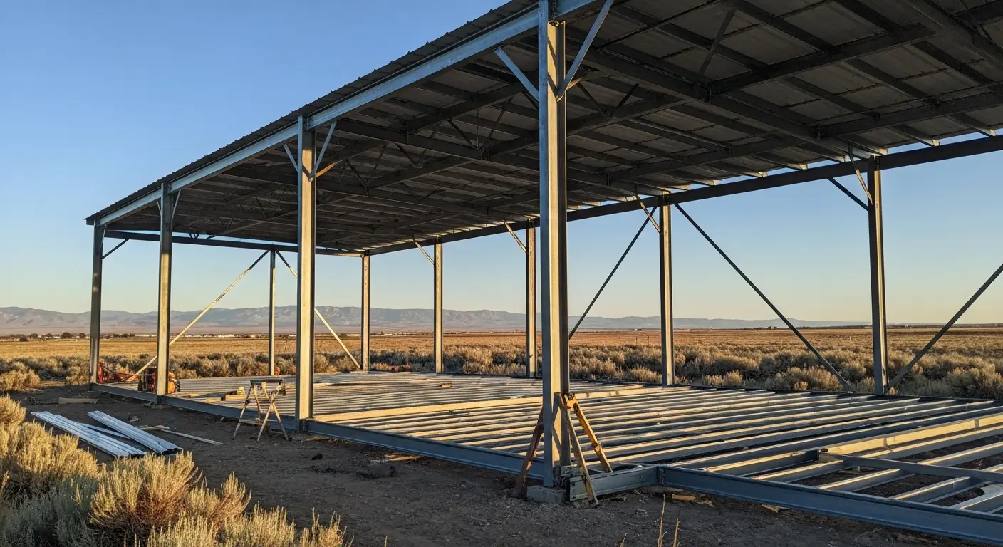 Agricultural steel barn in Ada County rural area