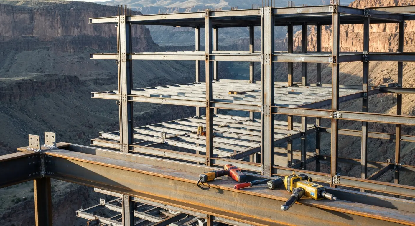 Multi-story structural steel frame