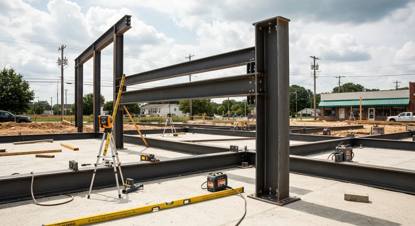 Foundation and steel frame installation