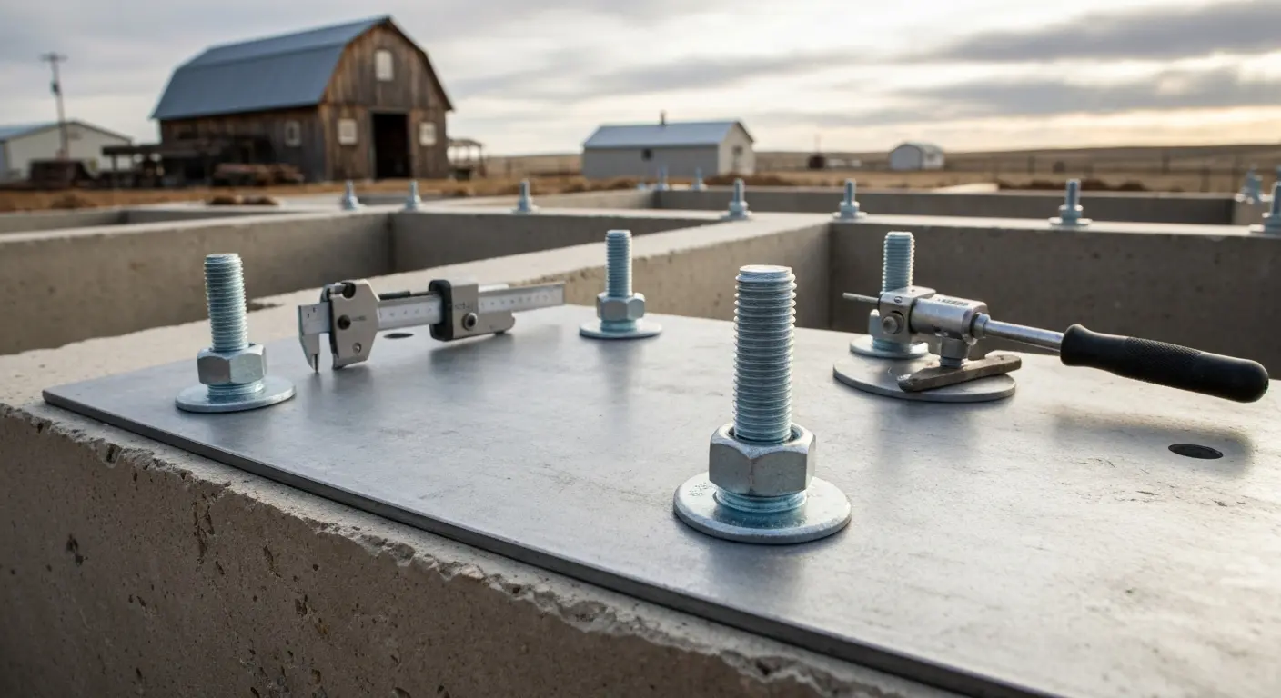 Steel foundation base plates and anchor bolts
