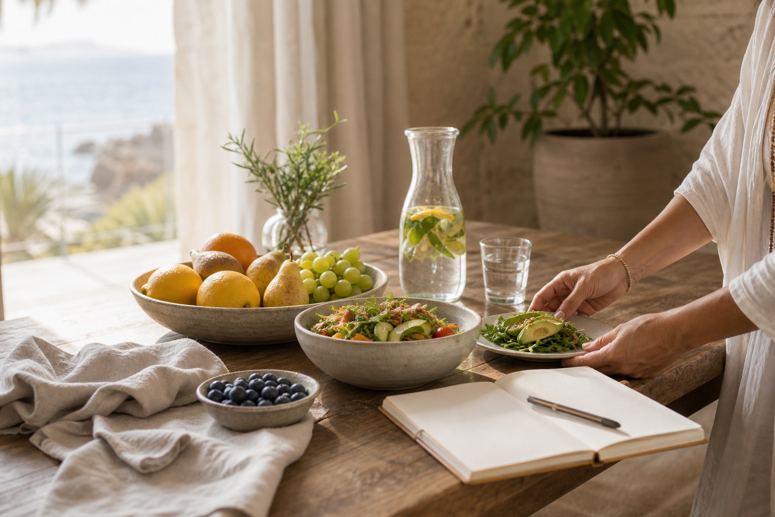 Mindful table setting representing personal transformation and renewal
