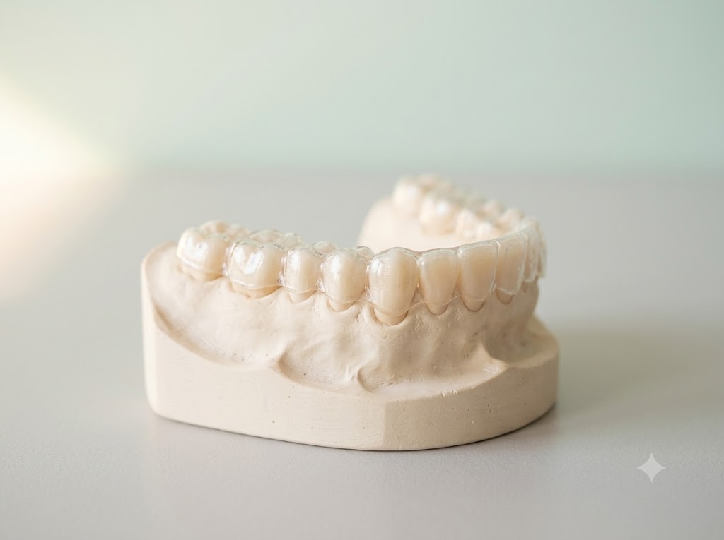 Clear aligners used to straighten teeth before a smile makeover