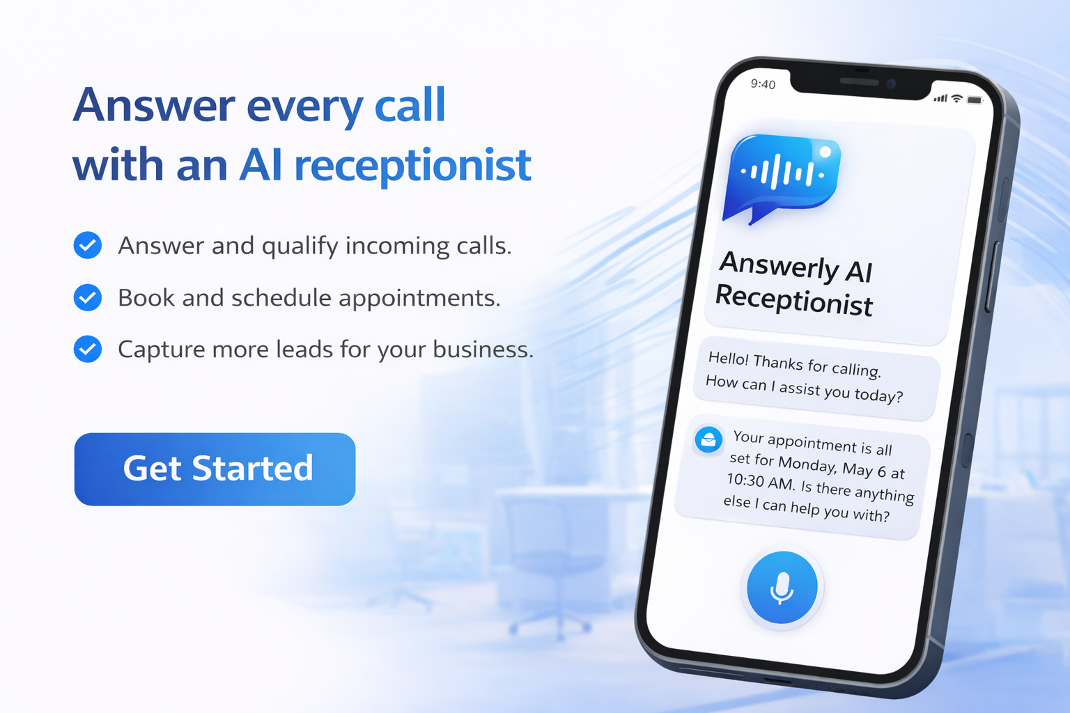 AI Receptionist that answers every call and schedules appointments