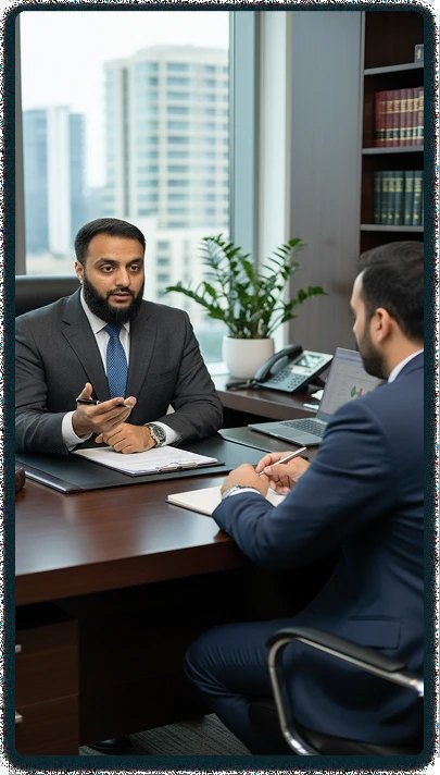 Adnan Rafique shaking hands with a client