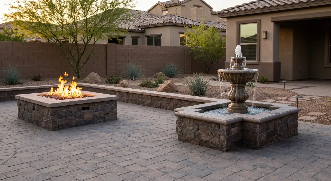 Fire pit water feature combination