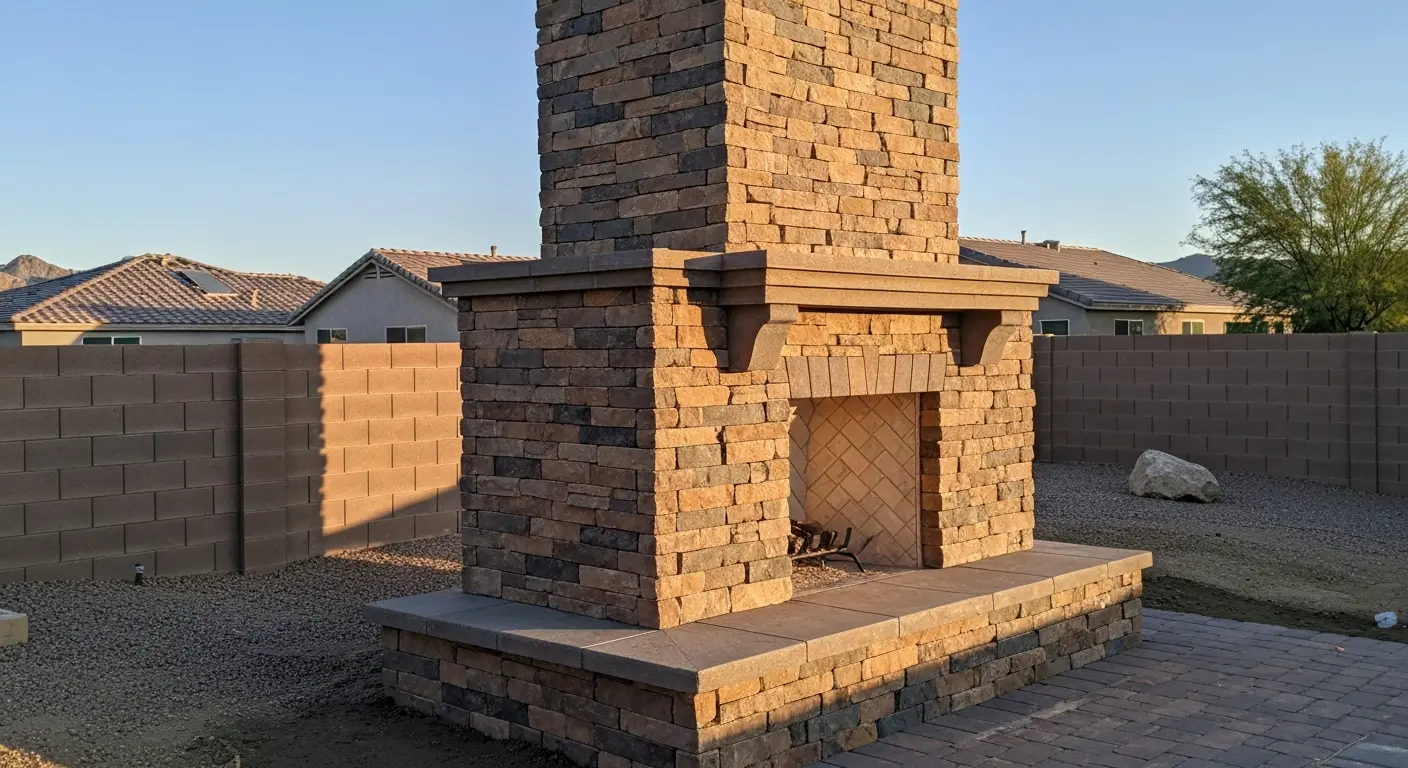 Outdoor fireplace installation