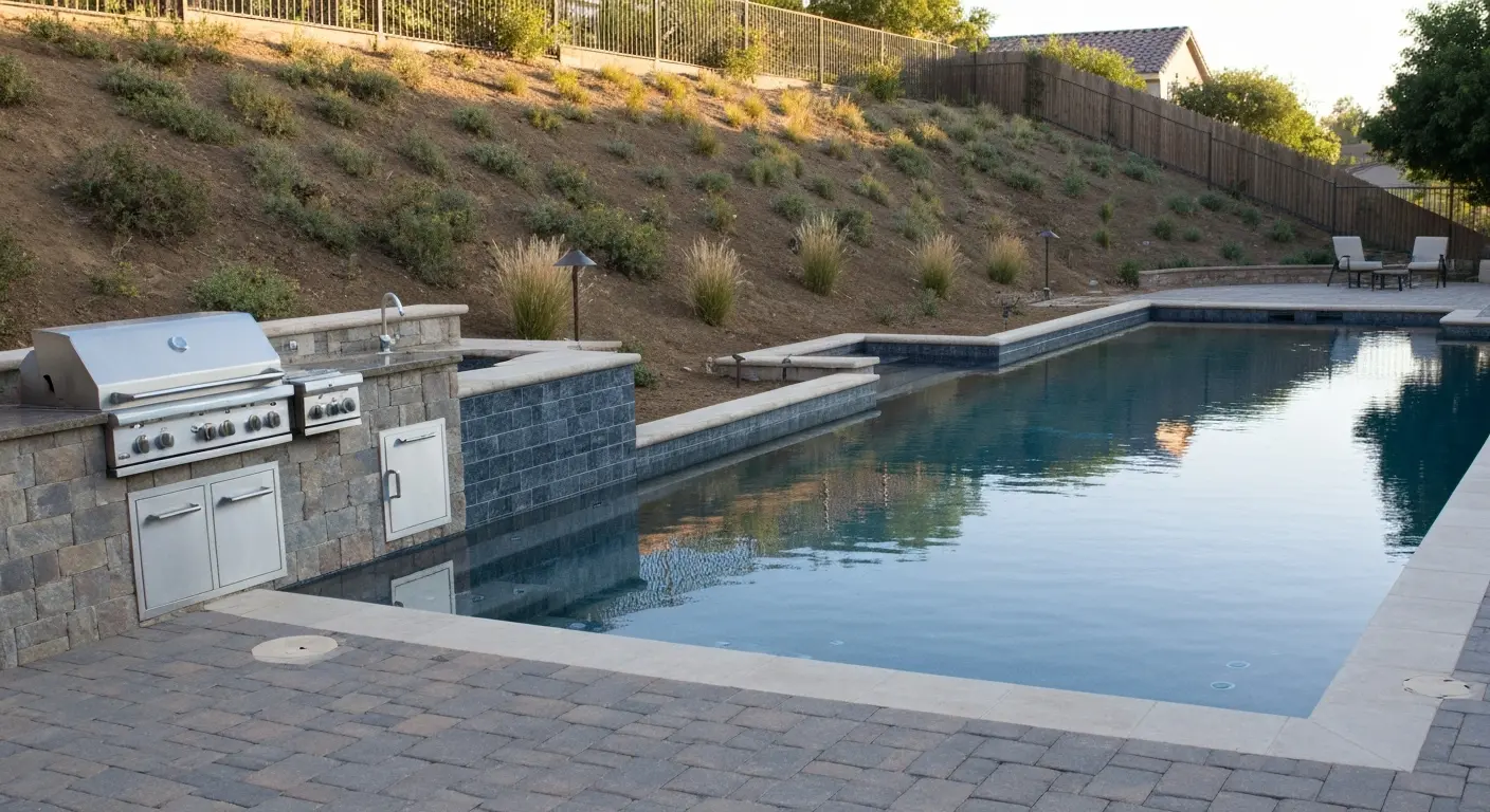Custom pool design with landscape integration
