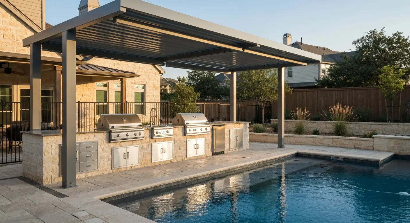 Outdoor living space with pool