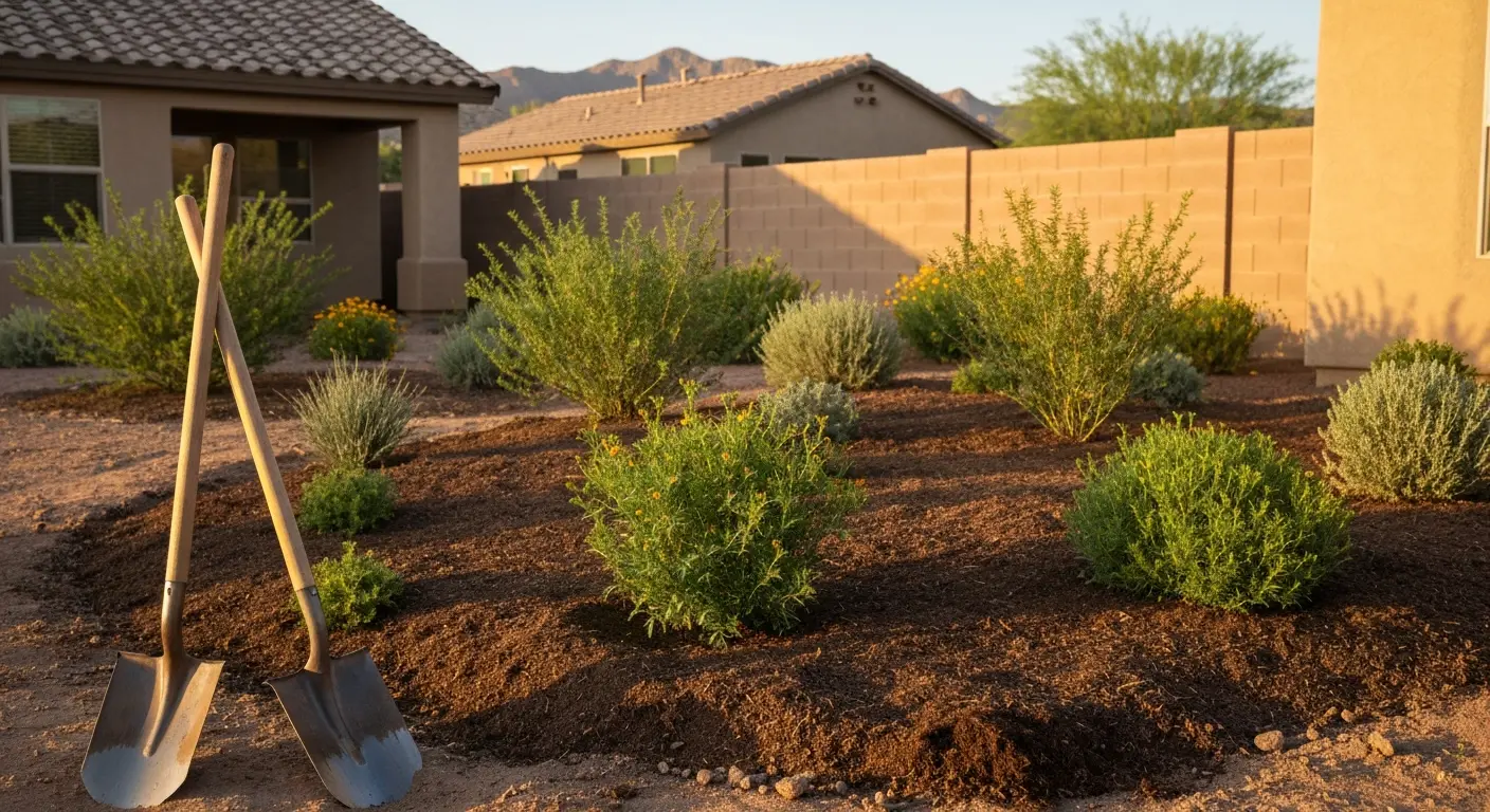 Softscape planting design with desert shrubs