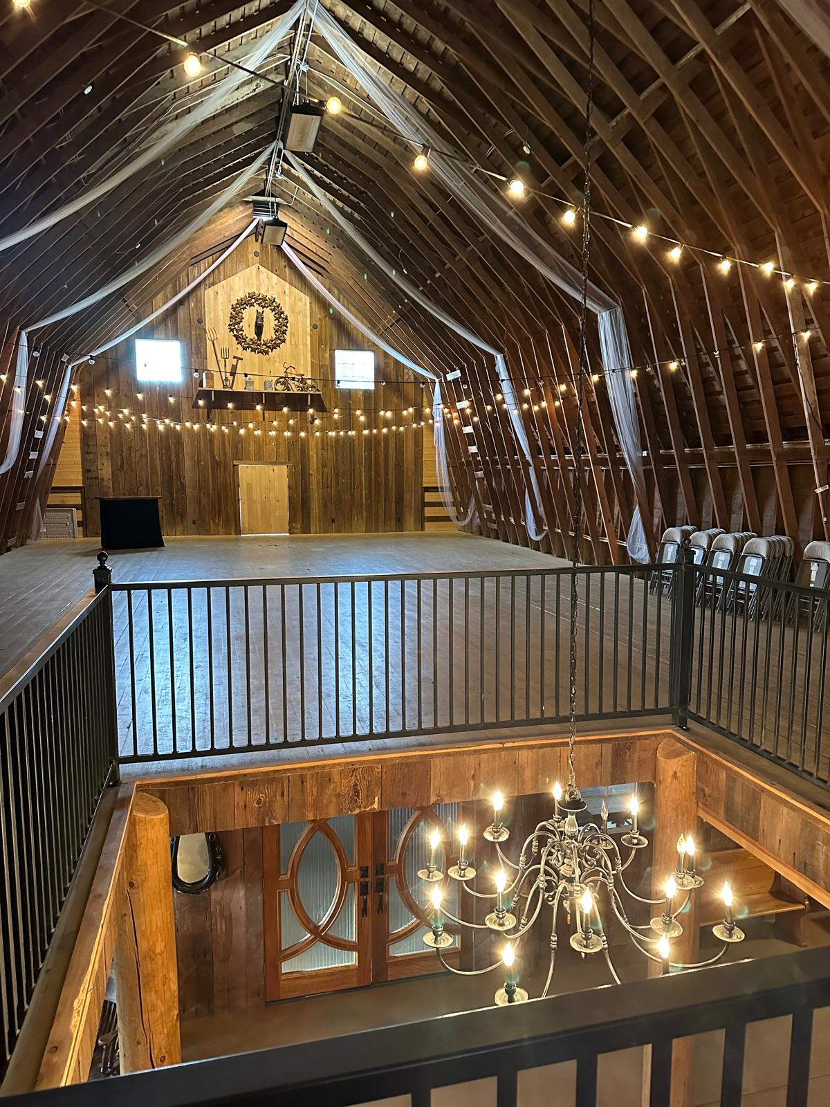 The loft workshop space inside the barn