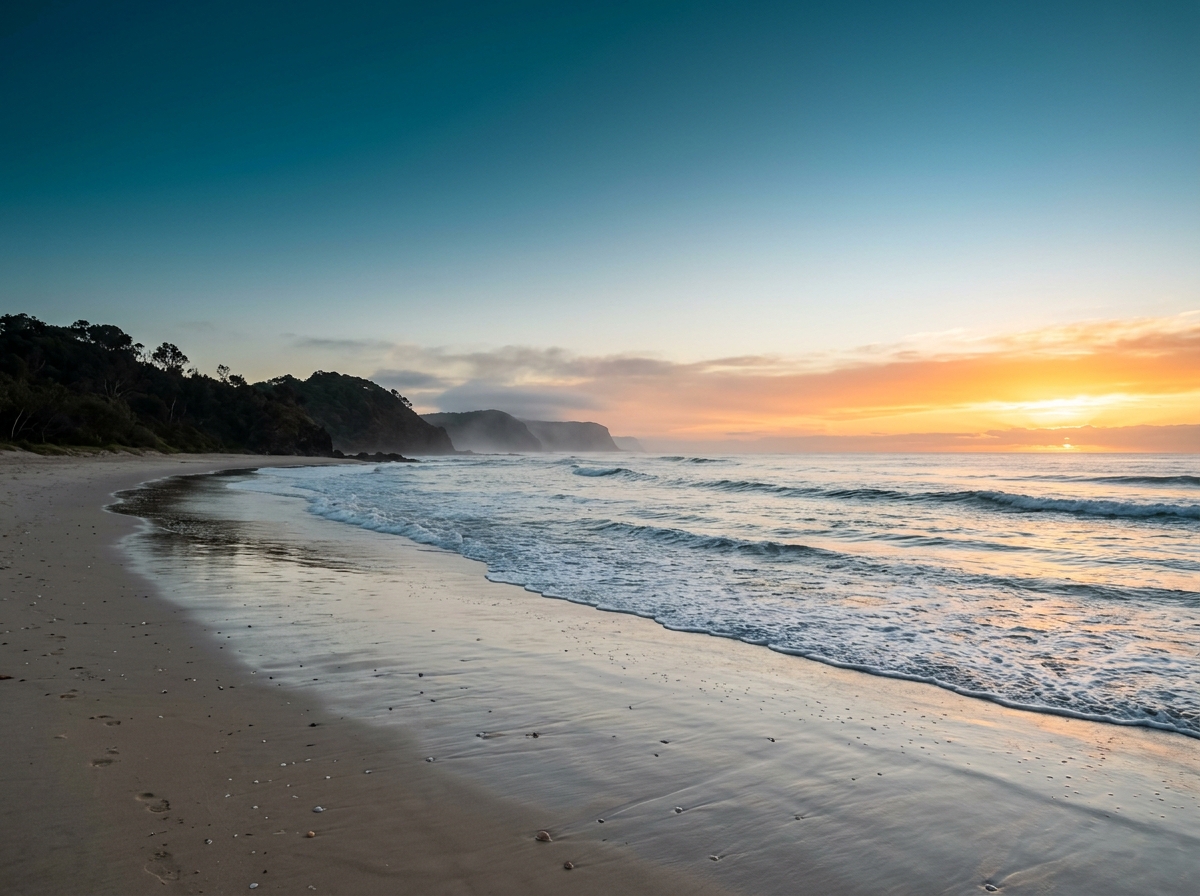 Sunrise over rolling waves represent new dawn