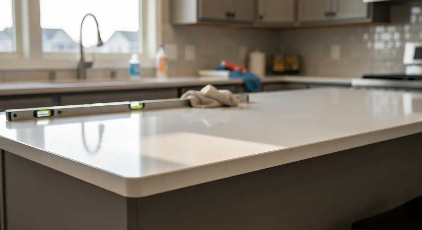 Countertop installation in kitchen remodel