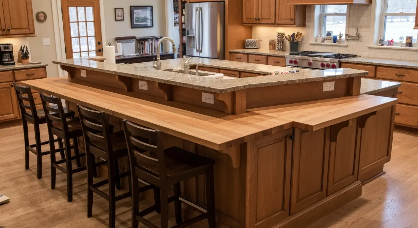 Island seating with bar overhang