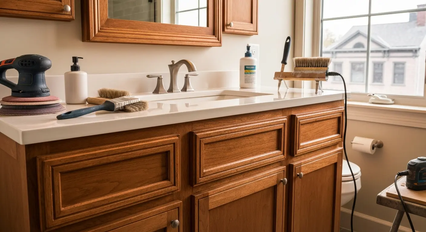 Bathroom vanity refinishing in Rochester