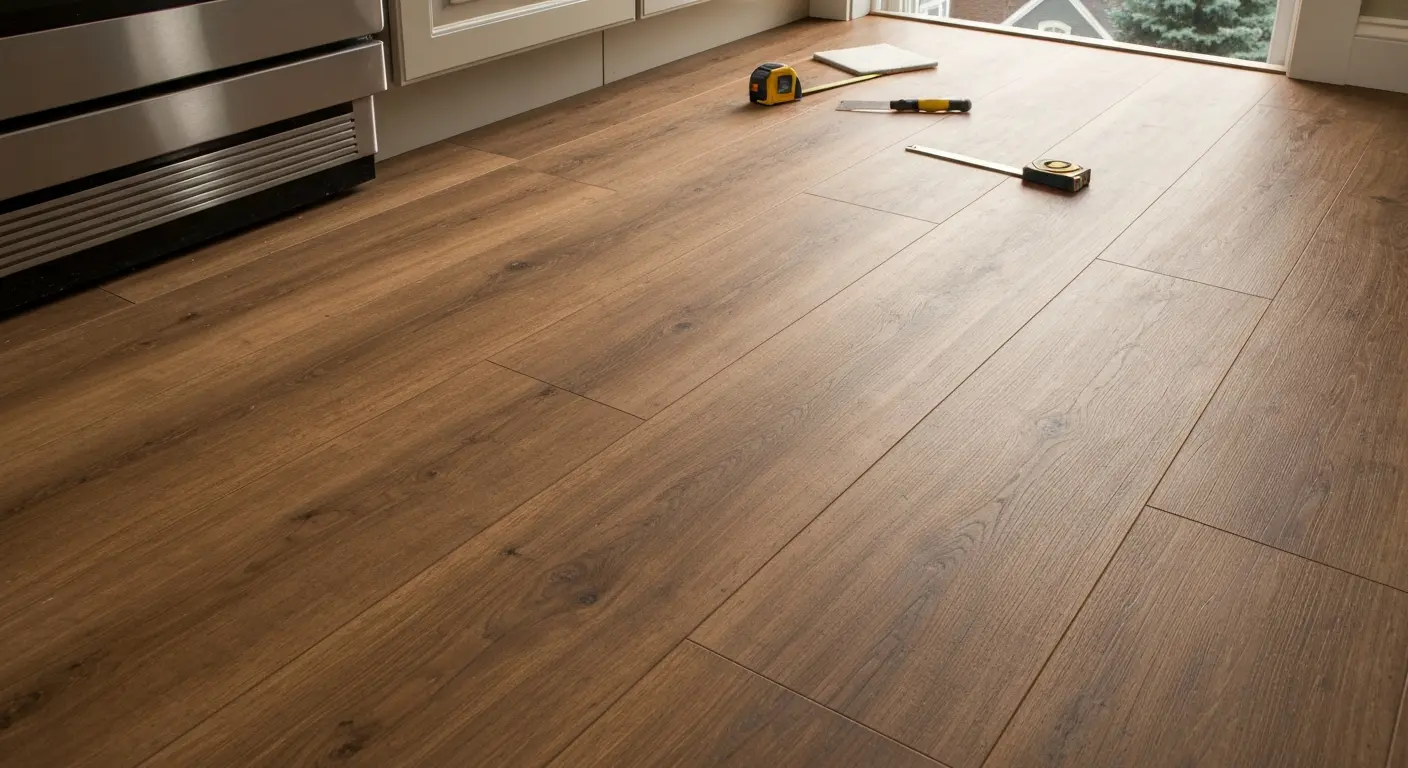 Luxury vinyl plank kitchen floor