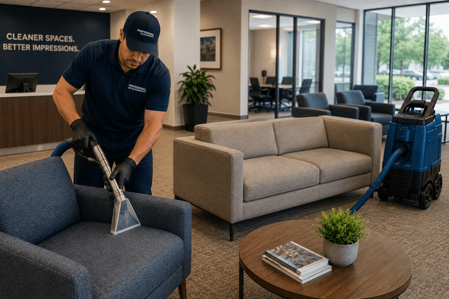 Commercial upholstery cleaning for a Bakersfield business