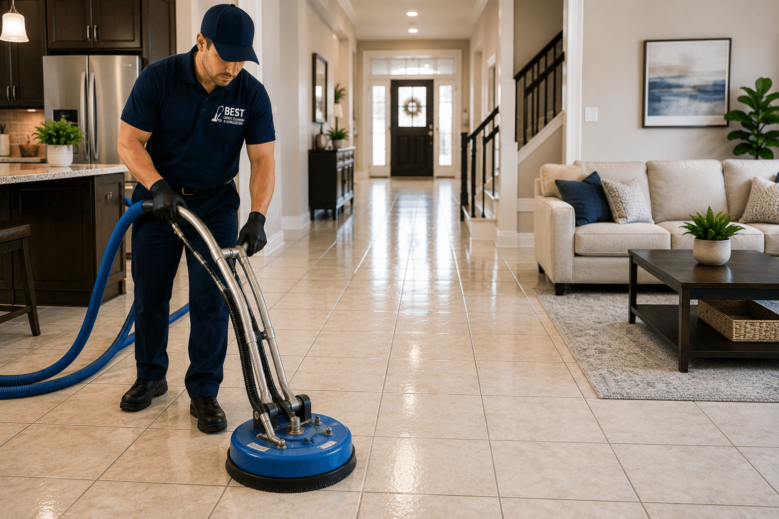 Residential tile floor cleaning in Bakersfield, CA