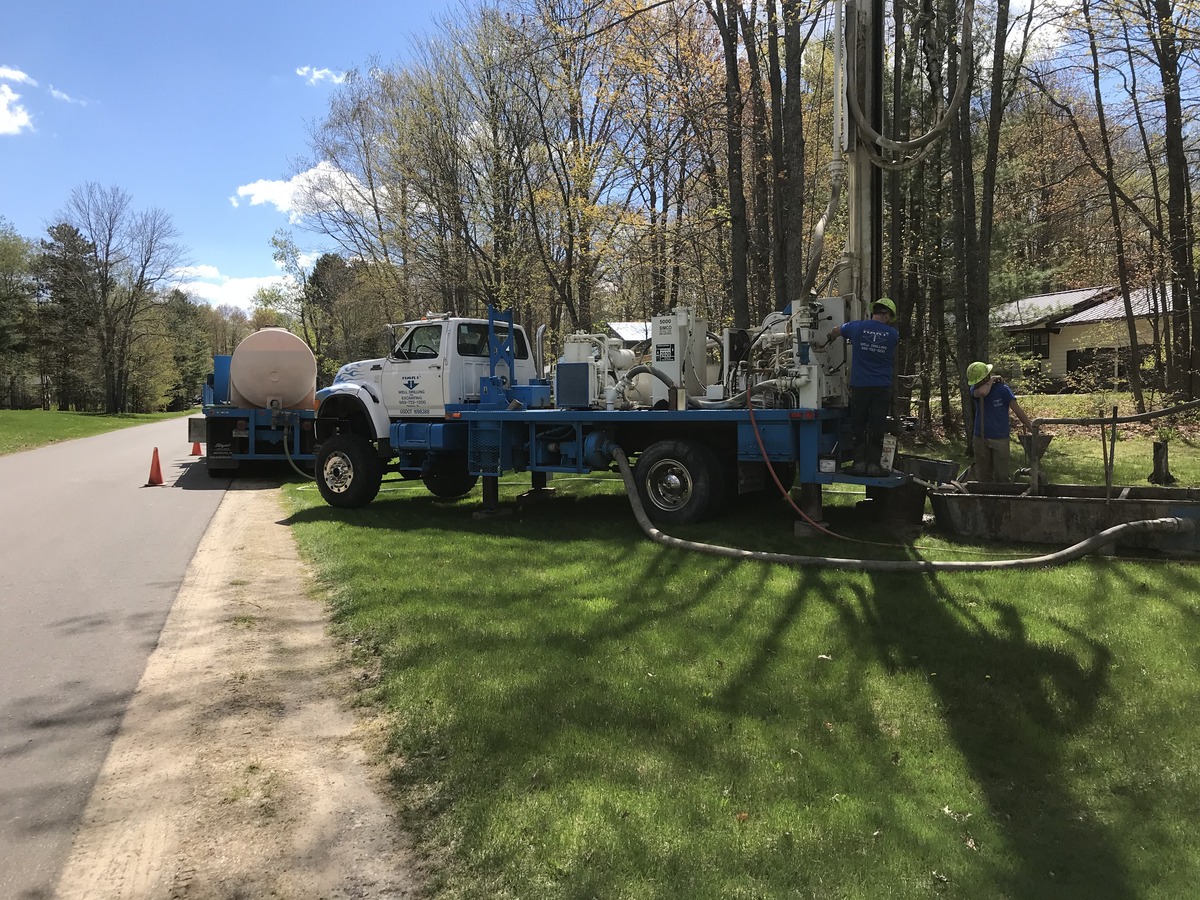 Well drilling process near Gaylord, Michigan
