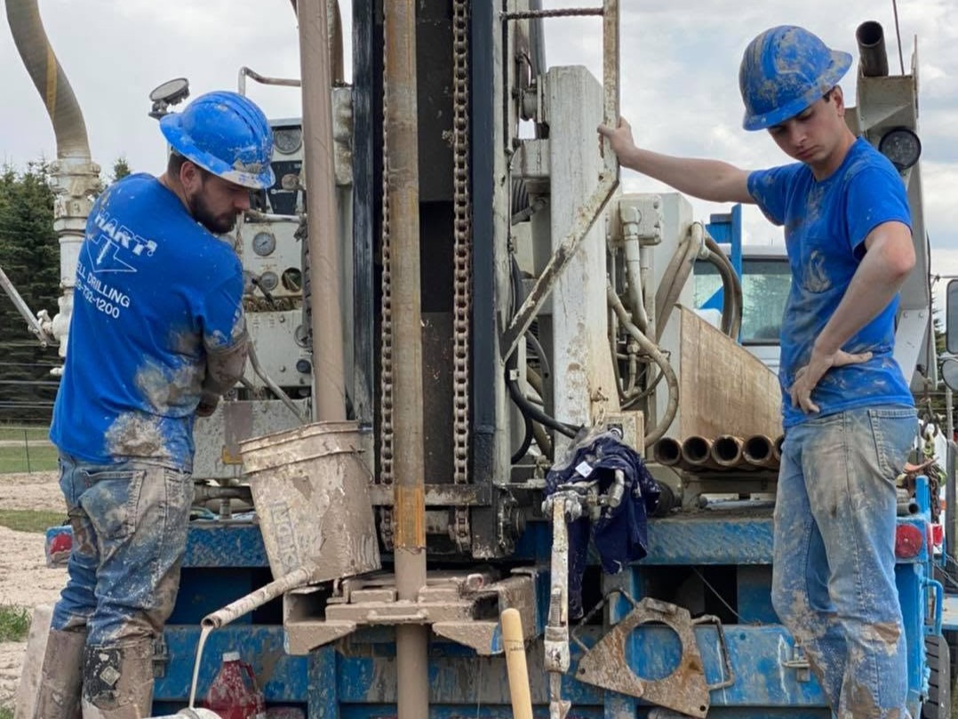 Hart Well Drilling crew and equipment in Gaylord, Michigan
