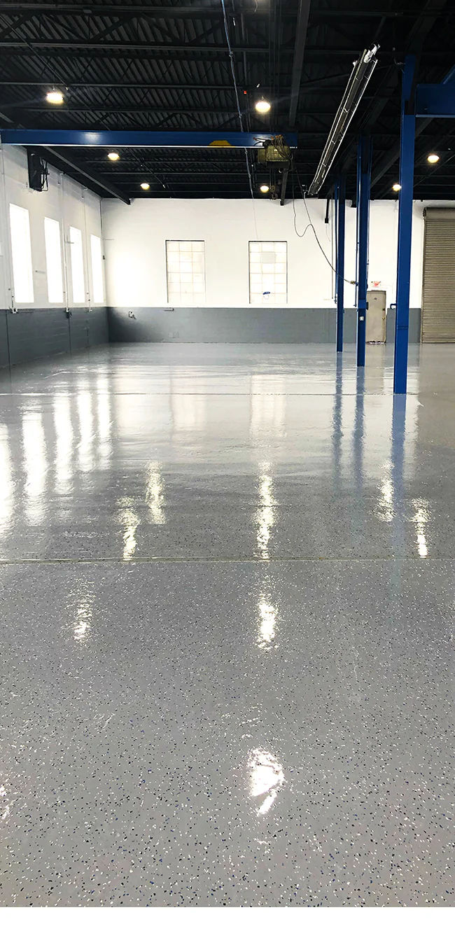 High-gloss epoxy floor after coating