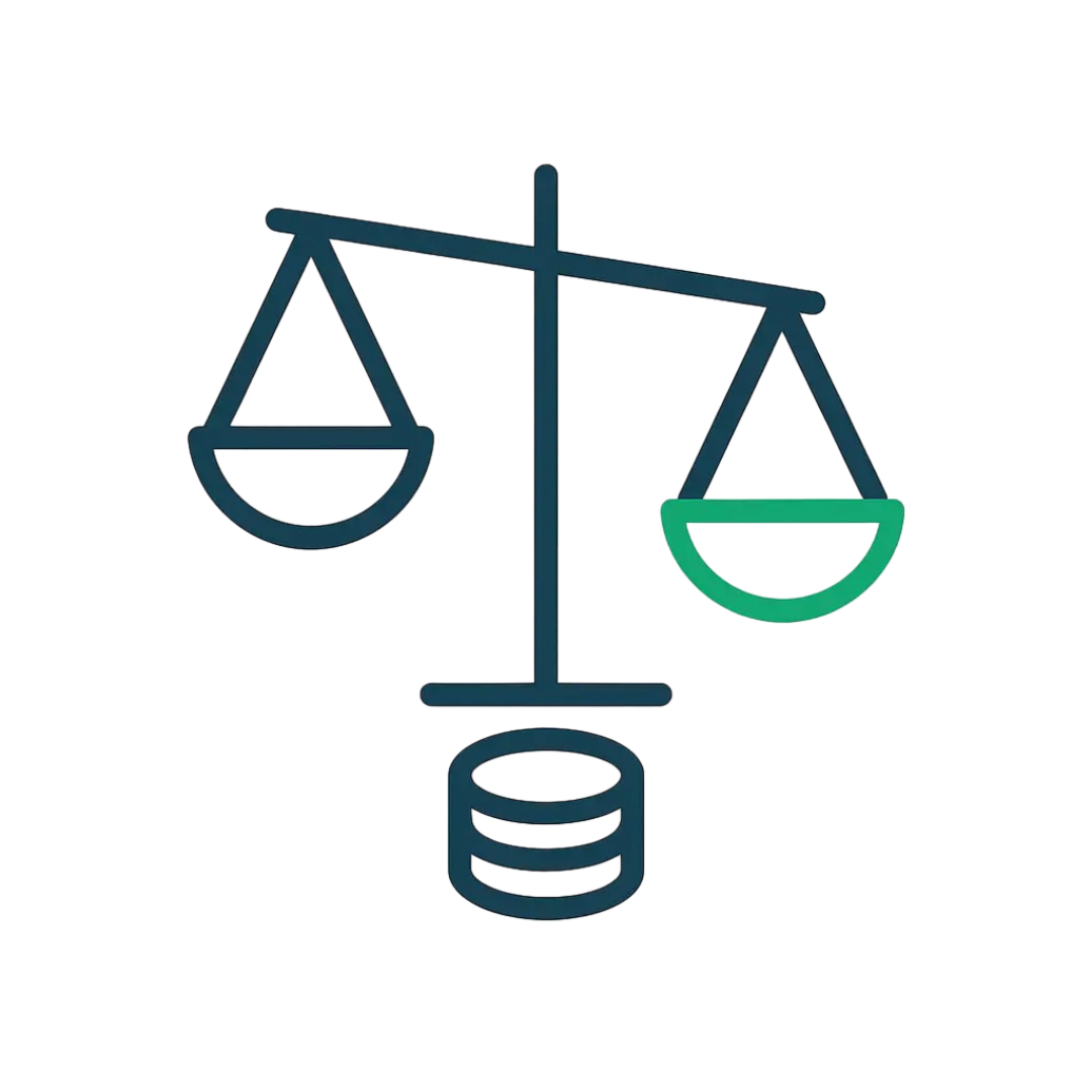 Icon of unbalanced justice scales over coins symbolizing estate asset mismanagement prevention.