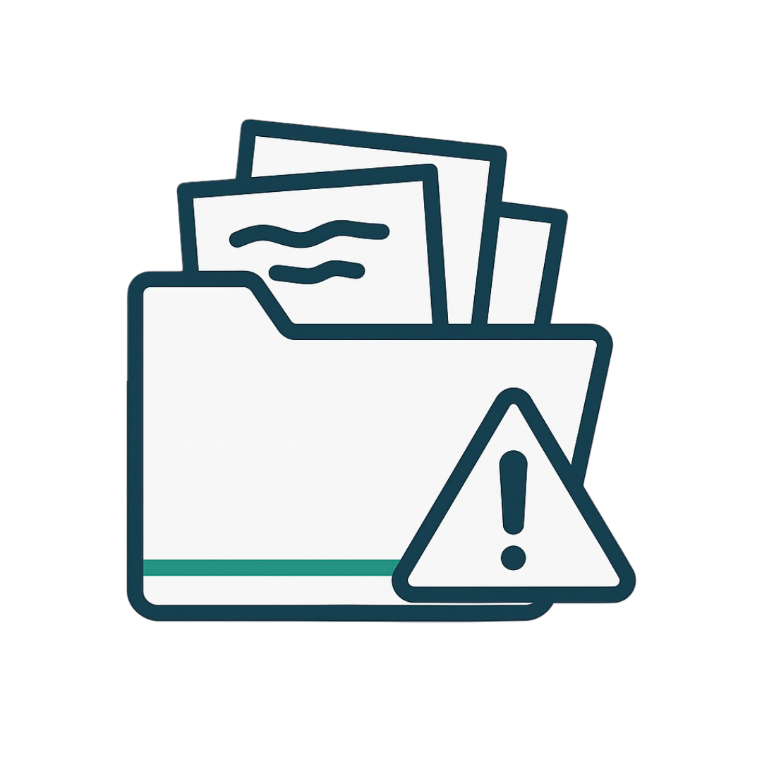 Icon of disorganized folder symbolizing the importance of accurate record-keeping for probate executors.