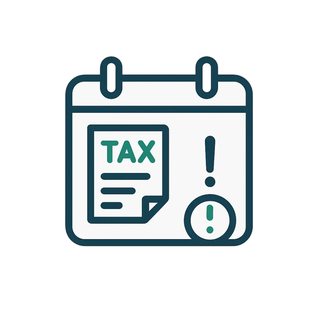 Icon of calendar and tax form symbolizing assistance in meeting Pennsylvania probate tax deadlines.