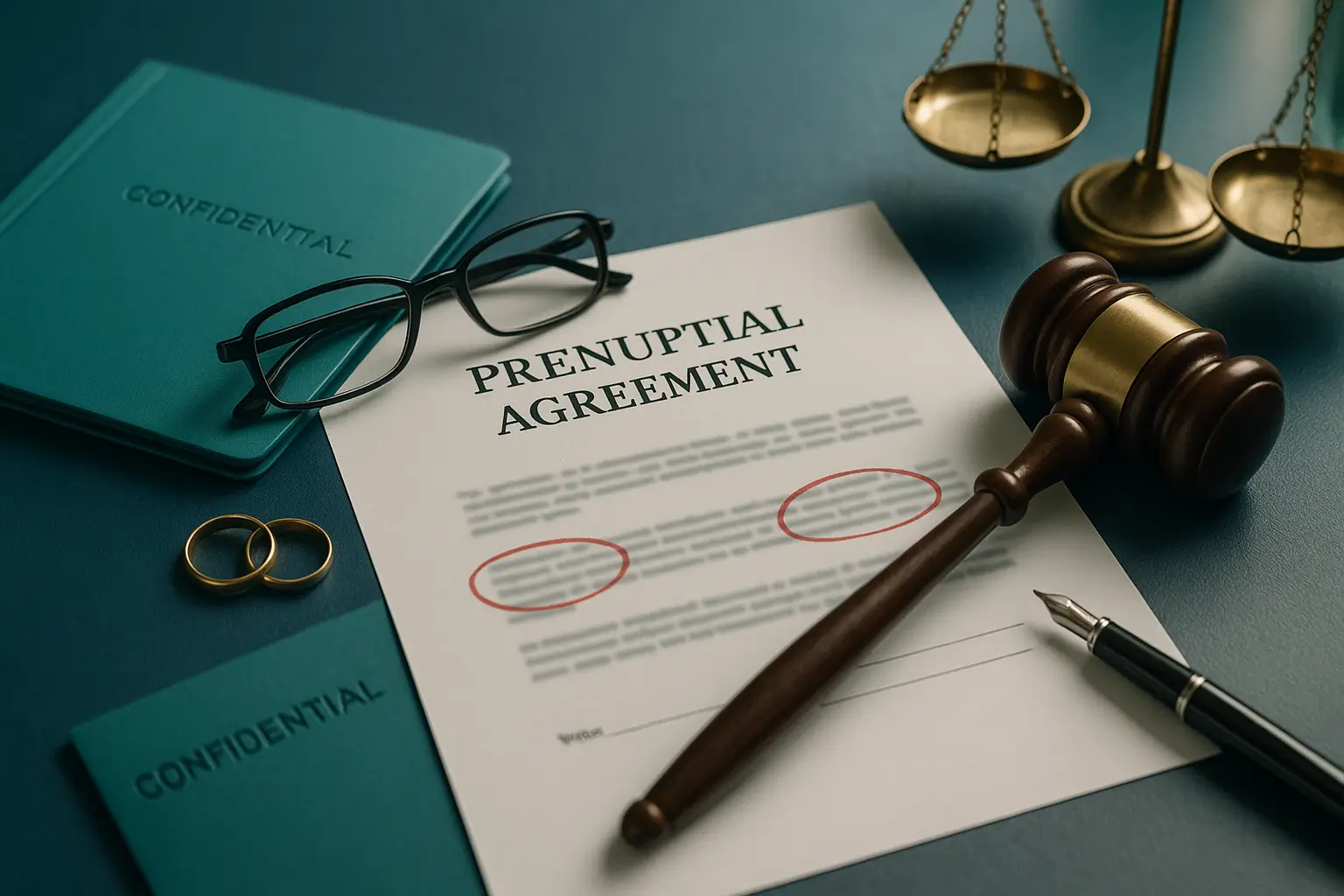 PA Probate Help image showing disputed prenuptial agreement with legal highlights and gavel representing potential elective share challenge