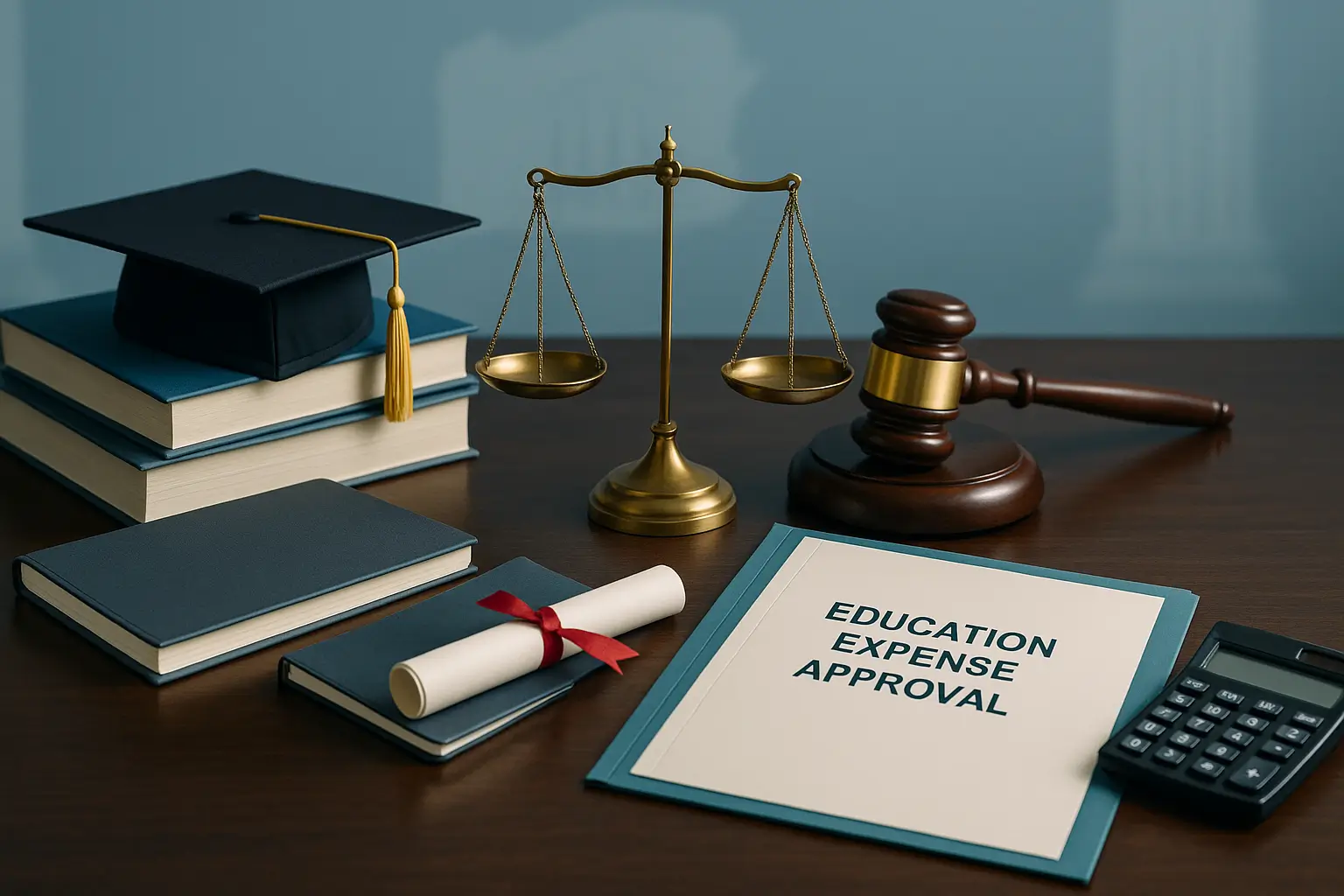 PA Probate Help image showing textbooks gavel and legal documents symbolizing Pennsylvania court ordered education expense support for children during estate administration