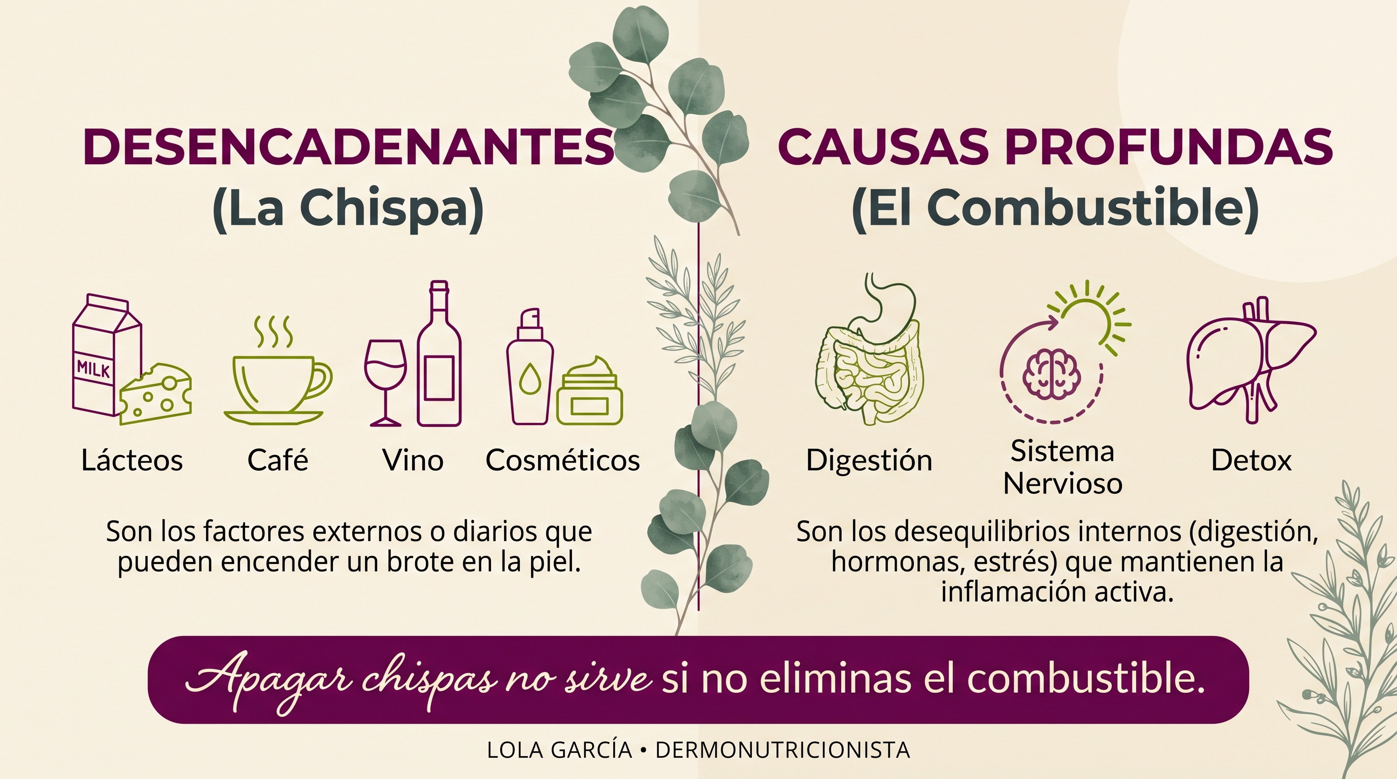 Desencadenantes frente a causas del acné Lola Dermonutrición Piel Sana