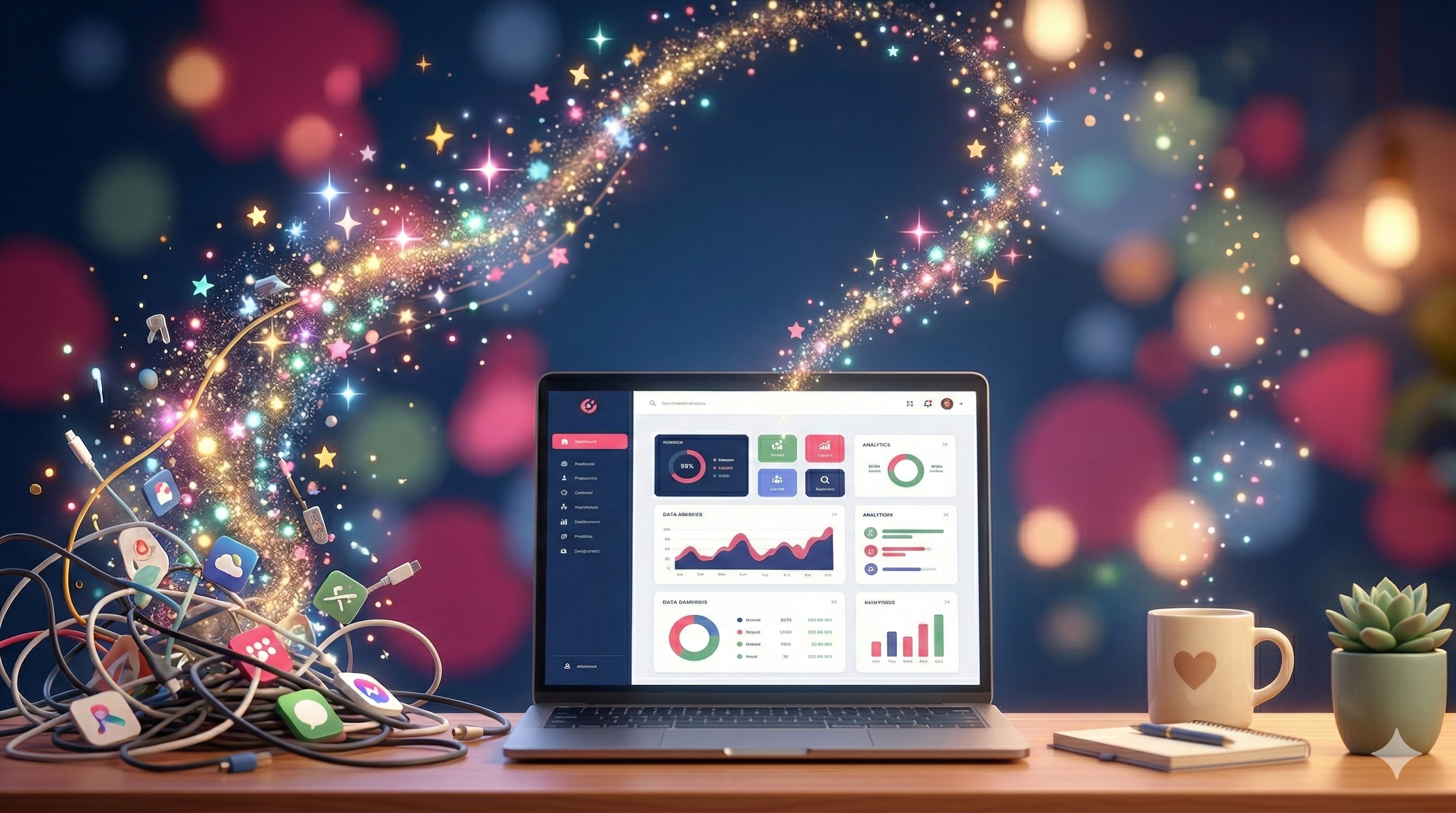 laptop with system showing