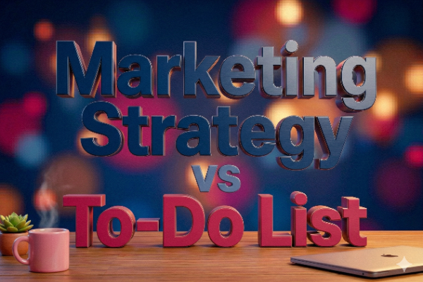 image saying marketing strategy vs to-do list